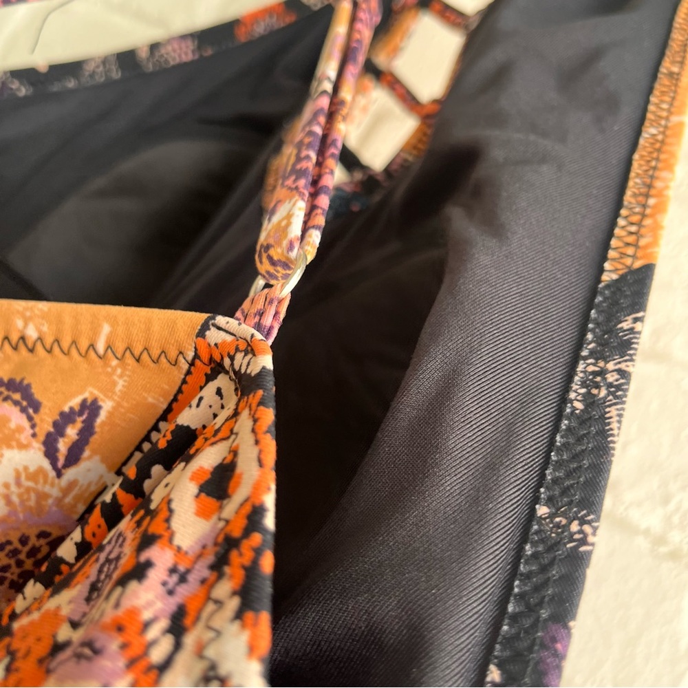 Garnet Hill Floral and Paisley One Piece Swimsuit - Black, Orange, Blue - Picture 9 of 16